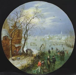 Scène de Patinage en Hiver